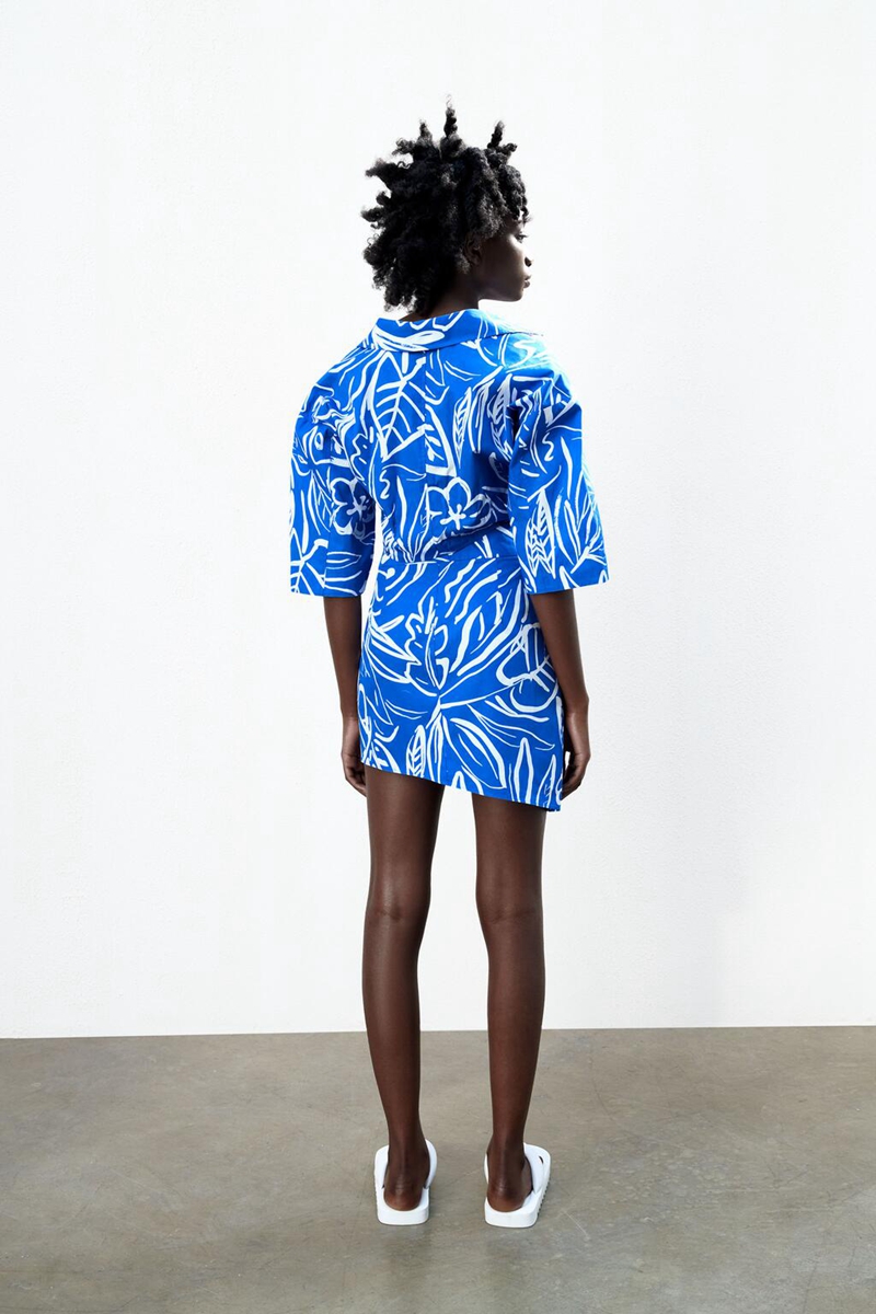 European And American All-match Women's Pleated Design Printed Skirt