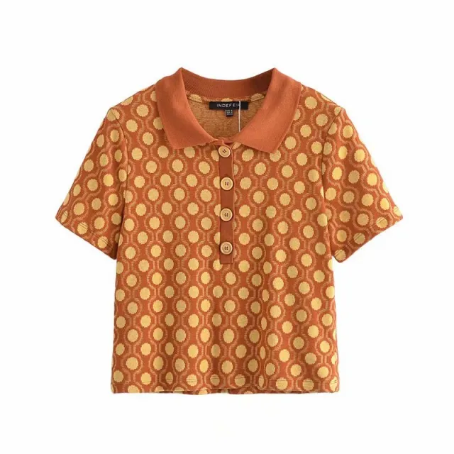 All match Women's Summer New Geometric Print Short Sleeves Orange - Shop at LoveMi