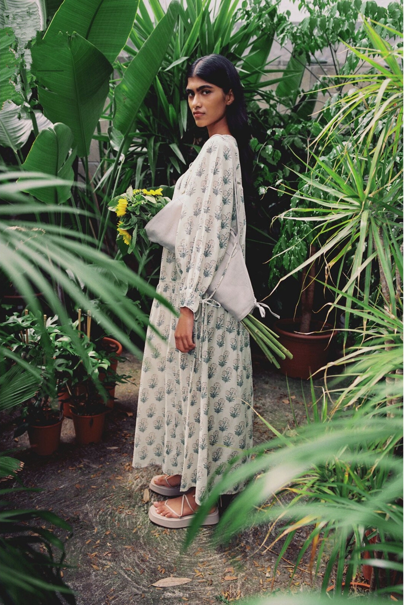 Printed Long-Sleeve Layered Day Dress, picture 4 of 5