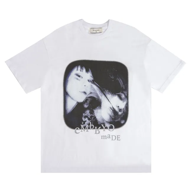 Diablo Funeral Tear Double Face Girl Print Short Sleeves White - Shop at LoveMi