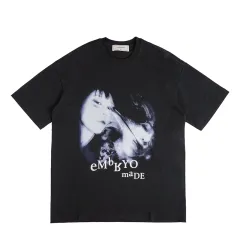 Diablo Funeral Tear Double Face Girl Print Short Sleeves - Black - View 1