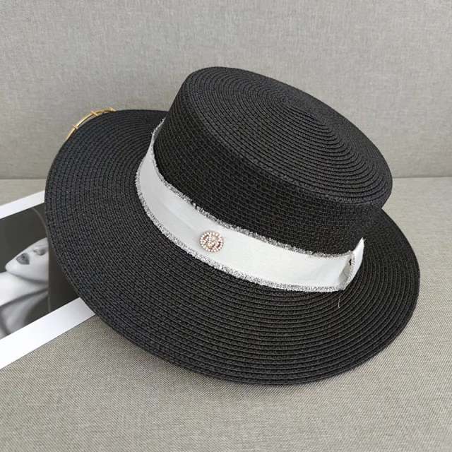 Sunscreen Sunshade Top Hat Temperament Ladies Leisure Beach Straw Hat Black - Shop at LoveMi