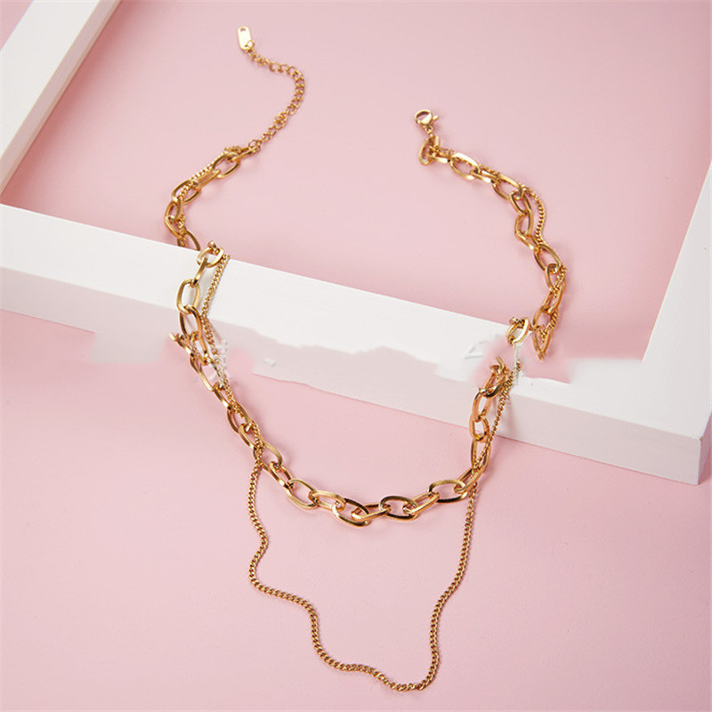 Fashion Oval Chain Double Cross Necklace