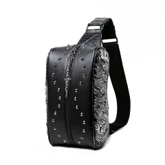 Shoulder Bag Crossbody Brand Rivet Pu Men'S Bag - Silver - View 1