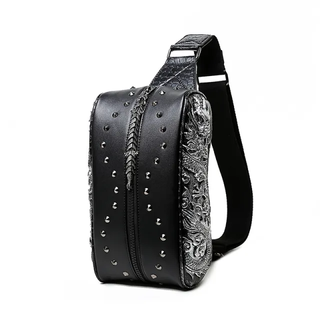 Shoulder Bag Crossbody Brand Rivet Pu Men'S Bag Silver - Shop at LoveMi