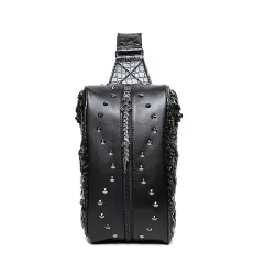 Shoulder Bag Crossbody Brand Rivet Pu Men'S Bag - Black - View 1