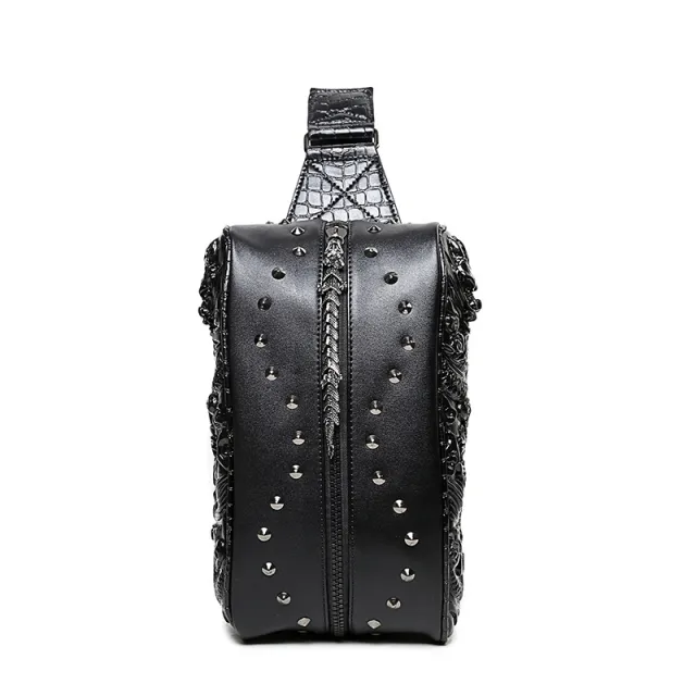 Shoulder Bag Crossbody Brand Rivet Pu Men'S Bag Black - Shop at LoveMi