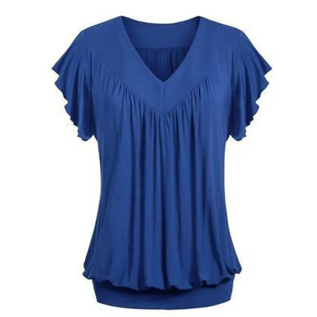 Women's Short Sleeve V Neck Ruched T Shirt Blue - Shop at LoveMi