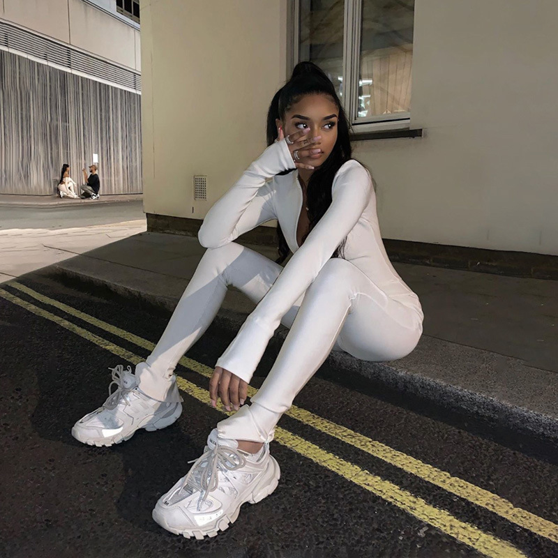 Ladies High-Neck Slim Fitness Jumpsuit