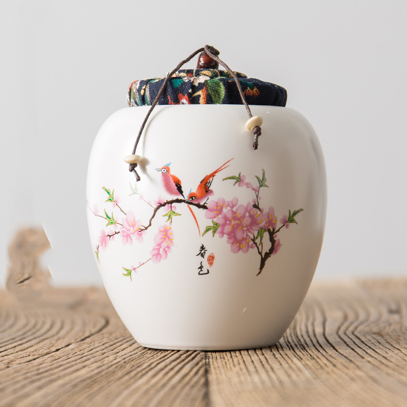 Stoneware tea caddy ceramic large black tea box small