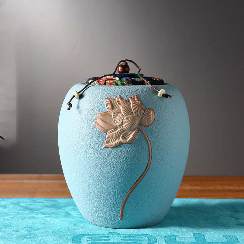 Stoneware tea caddy ceramic large black tea box small