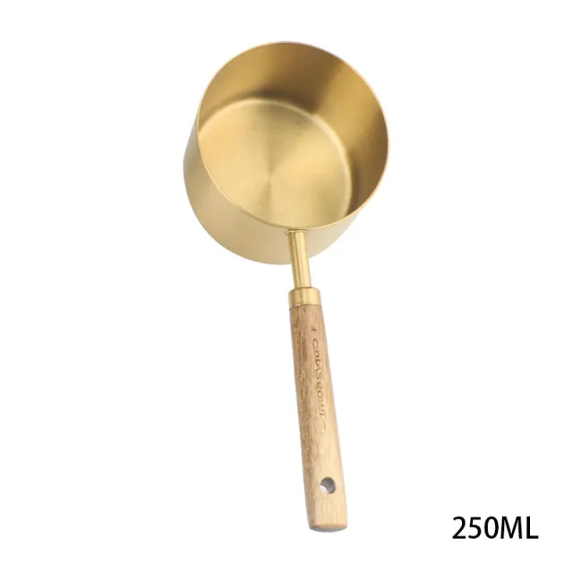 Jiusuo Copper Color Wooden Handle Measuring Spoon Measuring Spoon Four piece Set of Stainless Steel Measuring Cup Measuring Spoon Measuring Spoon S... - Shop at LoveMi