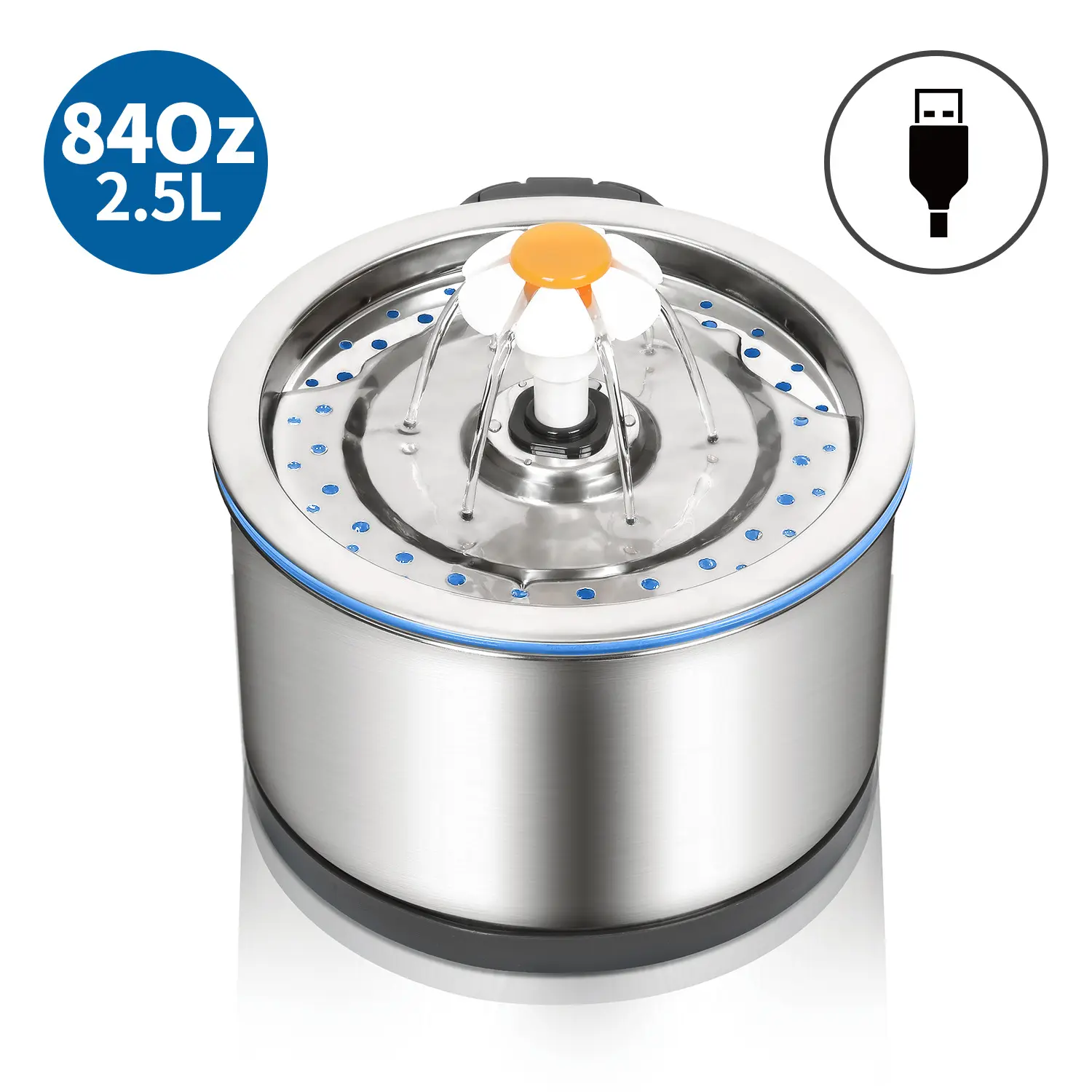 Silver Wing Round All-Steel Flower Pet Water