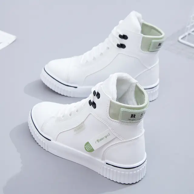 High-Top White Sports Sneakers