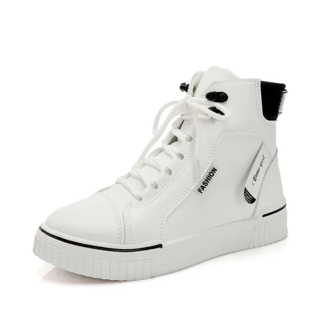 High Top White Sports Sneakers Black - Shop at LoveMi