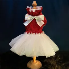 Cat Clothes Pet Dress Wedding Dress Teddy Female Tutu Spring Dress - Red - View 1