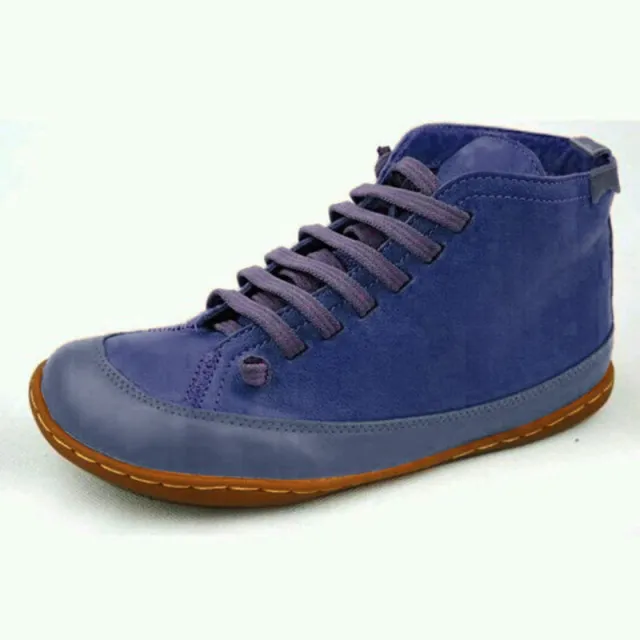European Style Lace Up Leather Boots Blue - Shop at LoveMi