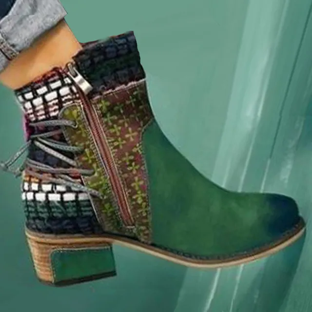 Handmade ethnic short boots Green - Shop at LoveMi