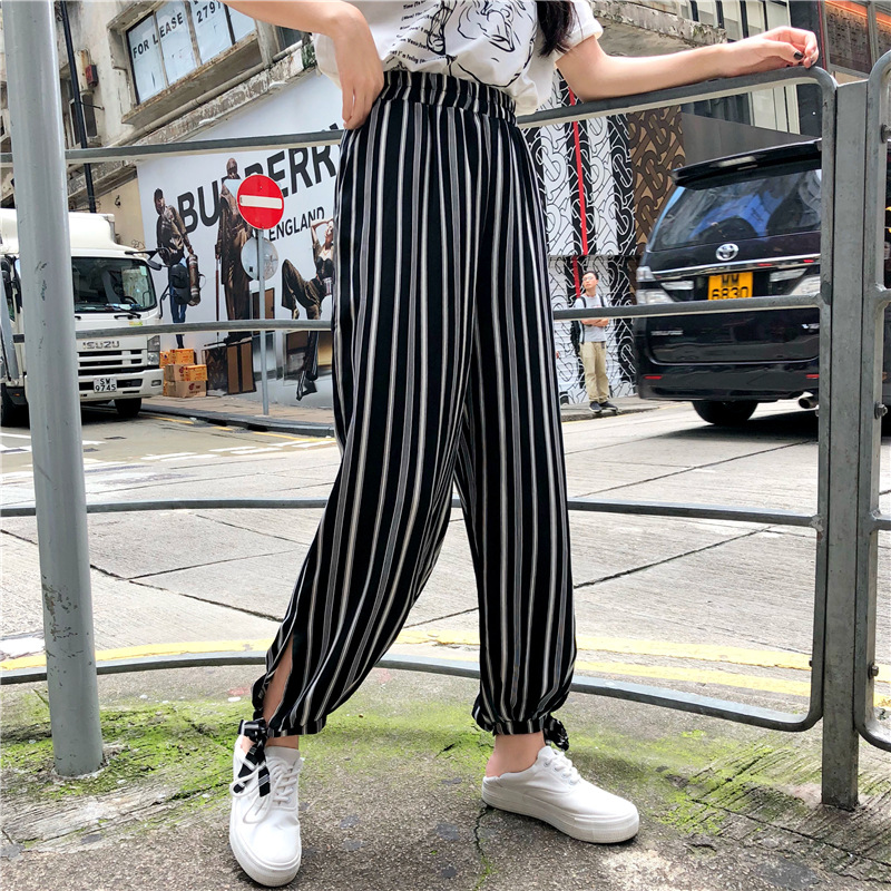 Ice Silk Bloomers Women Summer Thin Loose Chiffon Wide Leg Pants