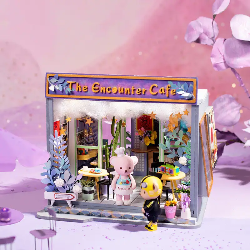 DIY Teddy Cottage Building Model Insert Toys 3D House Assemble Female Gift