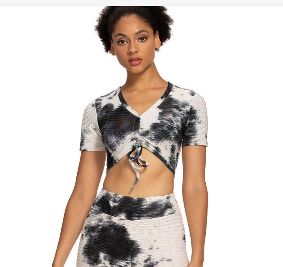 Body Building And Hip Lifting Ink Tie Dyeing Jacquard Leisure Sports Yoga Shorts 5Style - Shop at LoveMi