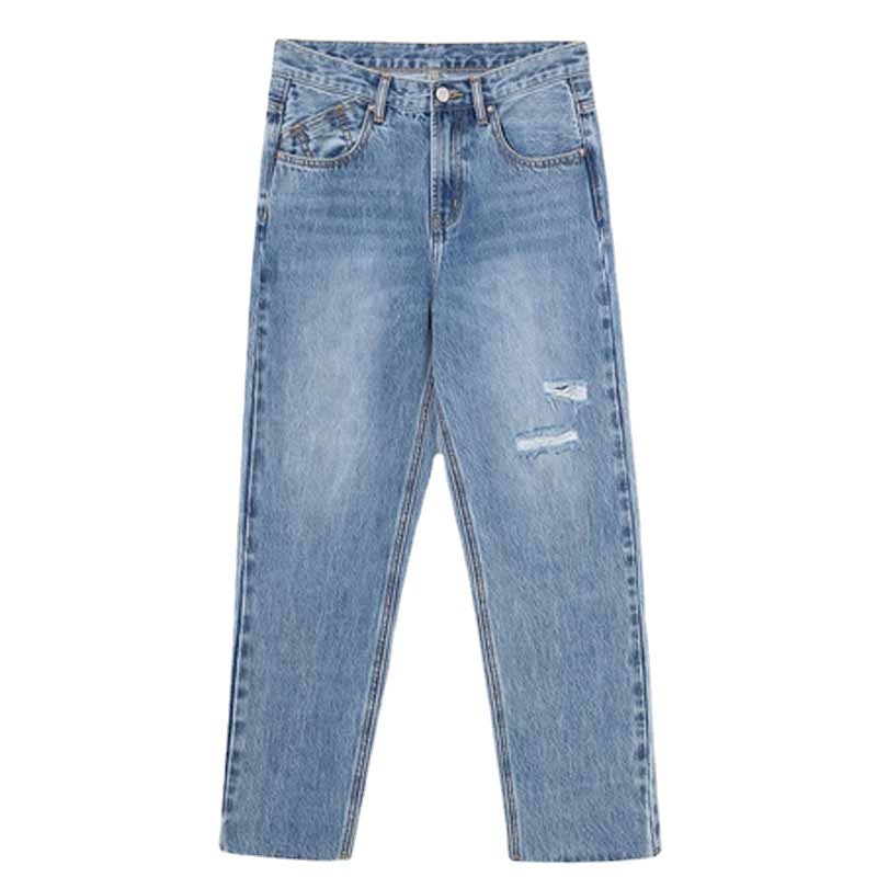 Summer High Waist Loose Straight Leg Trousers Are Thinner New Ripped Trousers