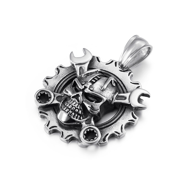 Mechanical Skull Domineering Personality Necklace Titanium Steel Casting Men'S