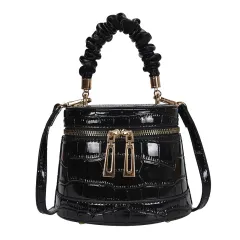 Summer Texture Stone Bucket Bag - Black - View 1