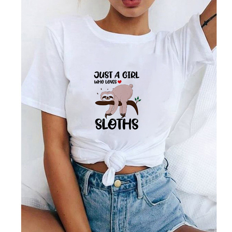 Sloth Short-sleeved Cute Animal Print Loose T-shirt