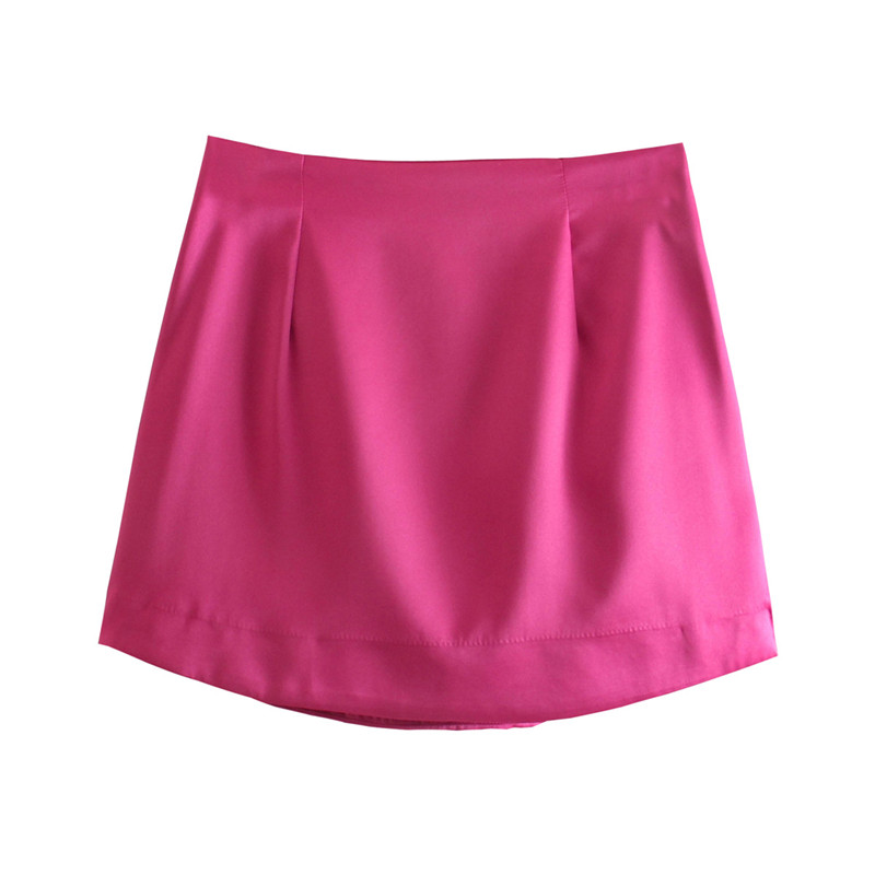 OL Temperament Bright Surface Texture Red Skirt Short Skirt