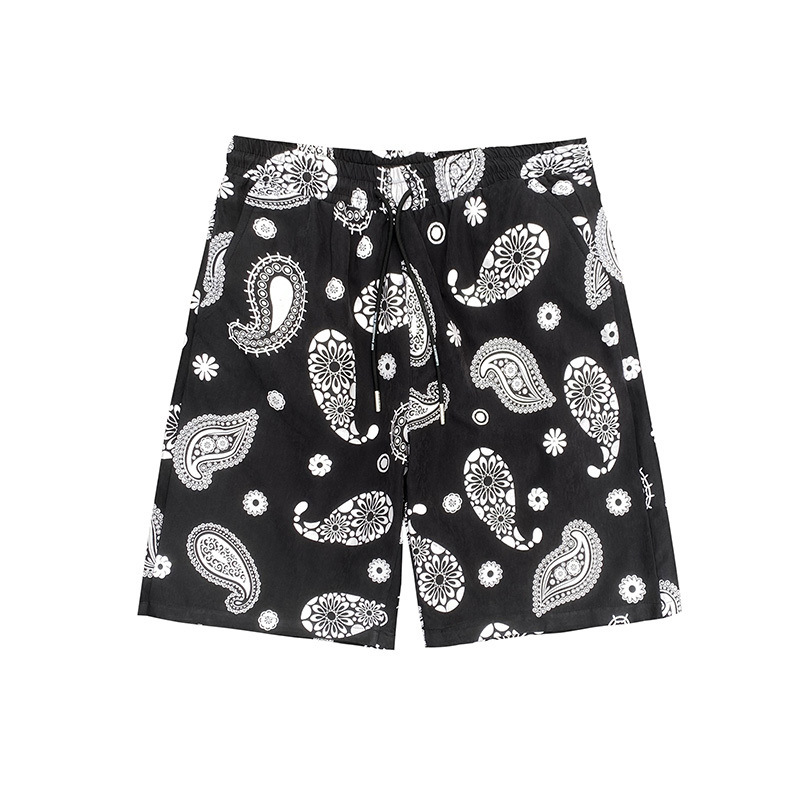 Cashew Flower Pants Men's Tide  Retro Straight Loose Casual Shorts Handsome Street Five-Point Pants