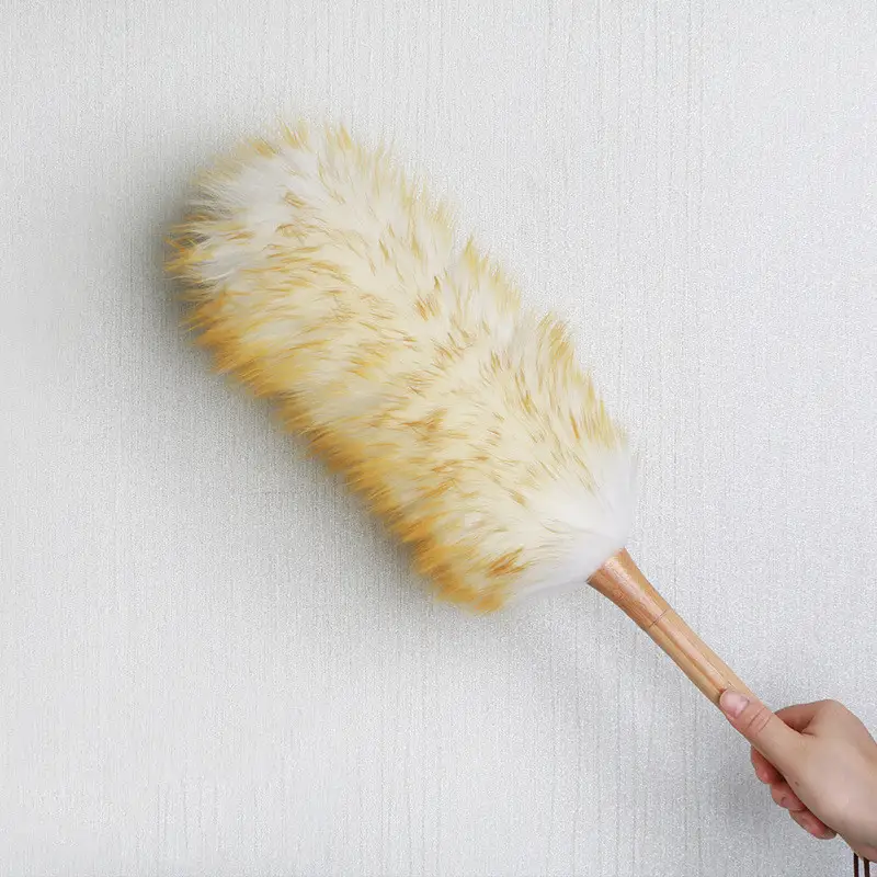 Wool Duster with Wooden Handle for Household and Car Cleaning