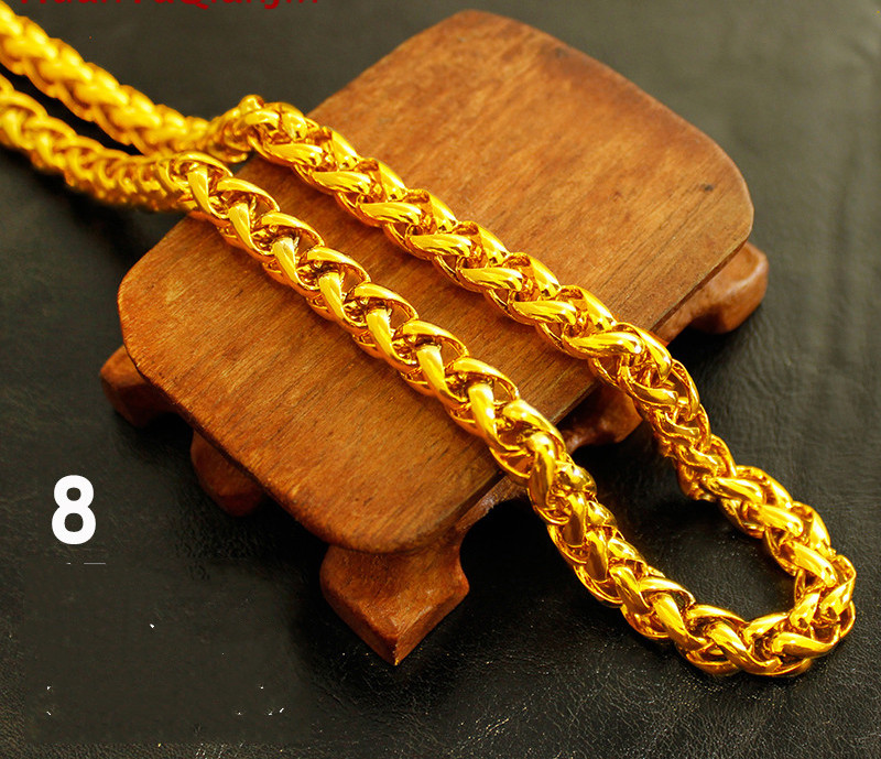Men's Thick Horse Whip Chain With Gold Plated Necklace