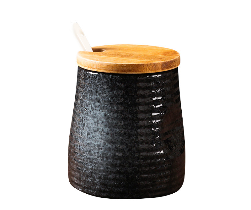 Large black moss seasoning jar