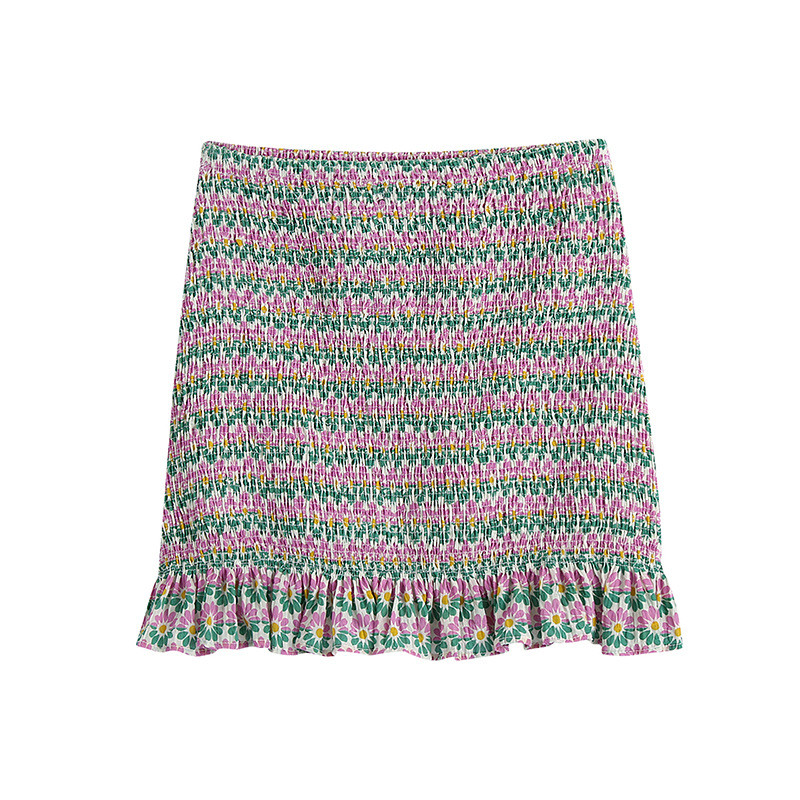 Printed Blouse Women's Mini Skirt Bag Hip Short Skirt High Waist Skirt Suit