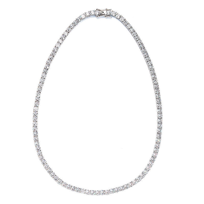 Amazon Europe and America popular micro zircon necklace single row 4mm-6mm men's hip hop 3-fork tennis chain