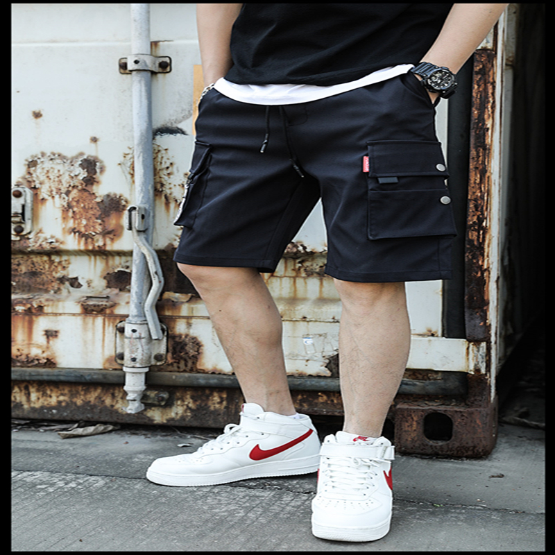 Overalls Summer Casual Shorts Male Korean Trend Loose Straight Street Hip-Hop Pants