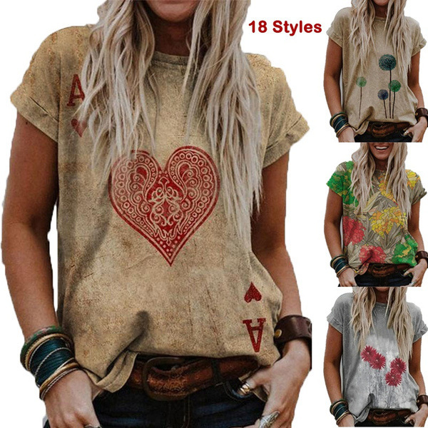 Title 6, Landscape Print Round Neck Short Sleeve Ladies ...