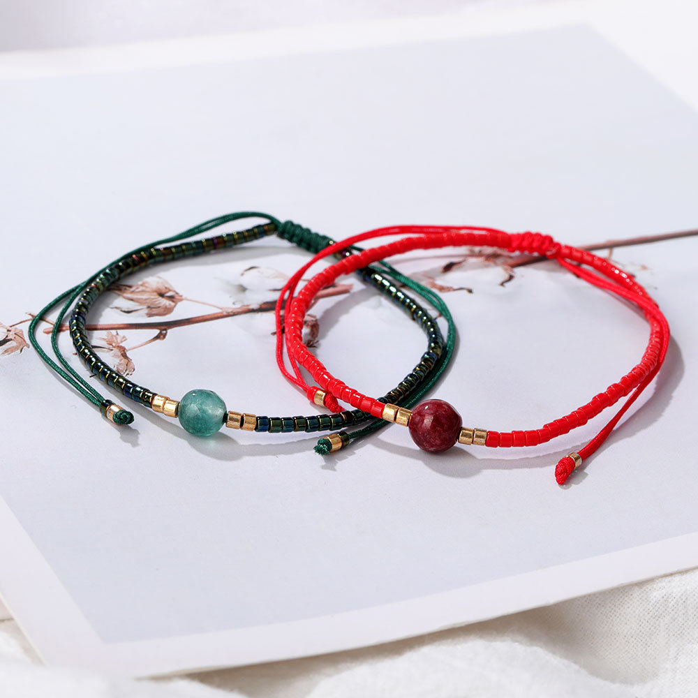 Bohemian Style Colored Beads Hand-Woven Bracelet