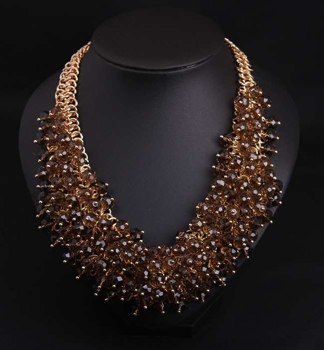 All Handmade Crystal Glass Multi-Layer Short Clavicle Heavy Industry Necklace