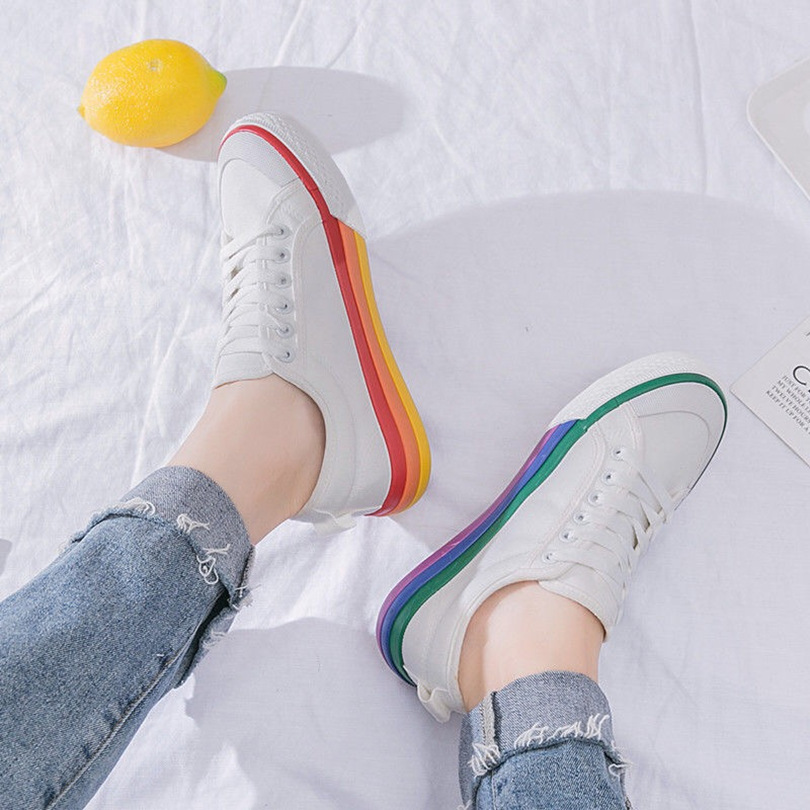 Title 5, Rainbow Canvas Shoes Women