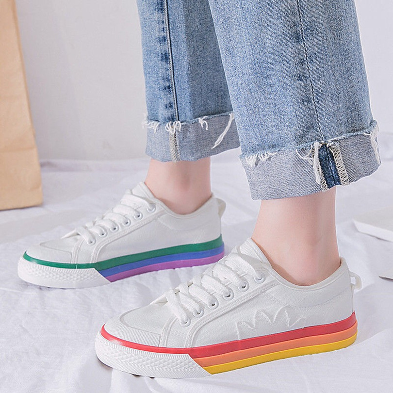 Title 4, Rainbow Canvas Shoes Women