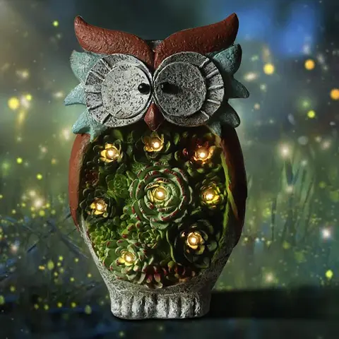 Solar Owl Led Light Outdoor Decorative Courtyard Decoration Resin