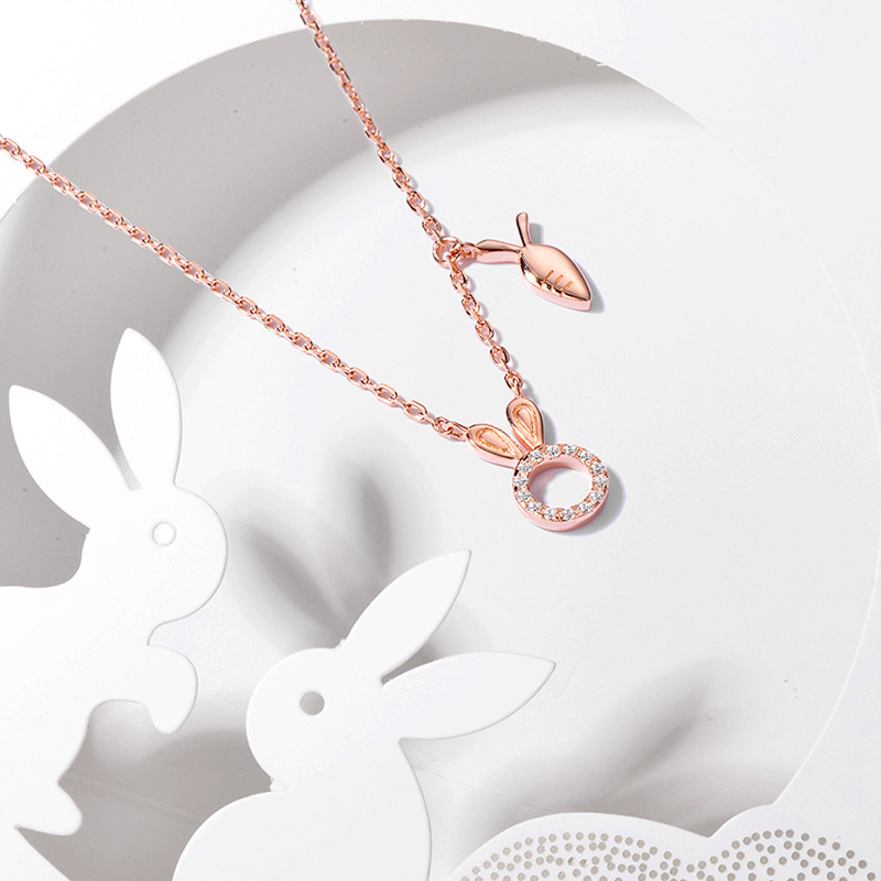 Sterling Silver Rabbit Necklace Female Ins Niche Design Cold Wind