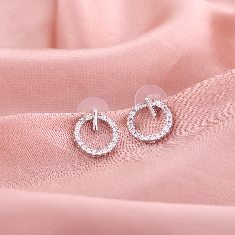 Fashion Geometric Circle Earrings Micro-inlaid Zircon Earrings