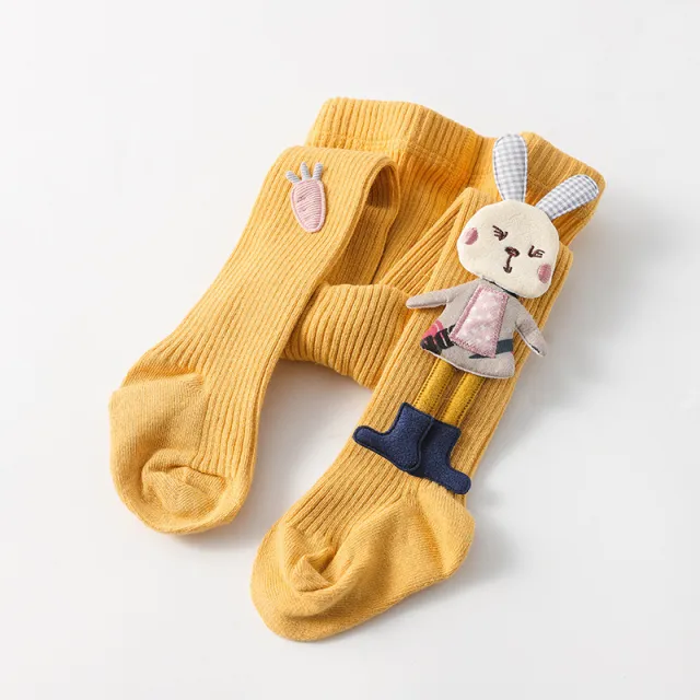 Spring Autumn Kids Knitted Children Pantyhose Cotton Double Needle Tights for Girls Cute Animal Baby Girl Winter Clothes Yellow - Shop at LoveMi