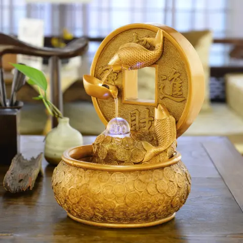 Water Fountain Feng Shui Ornaments Fish Decor Home Office