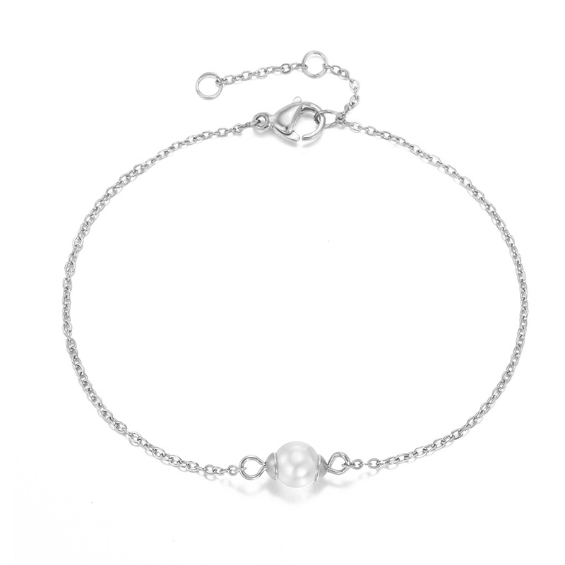 Simple Single Pearl Bracelet 316L Stainless Steel