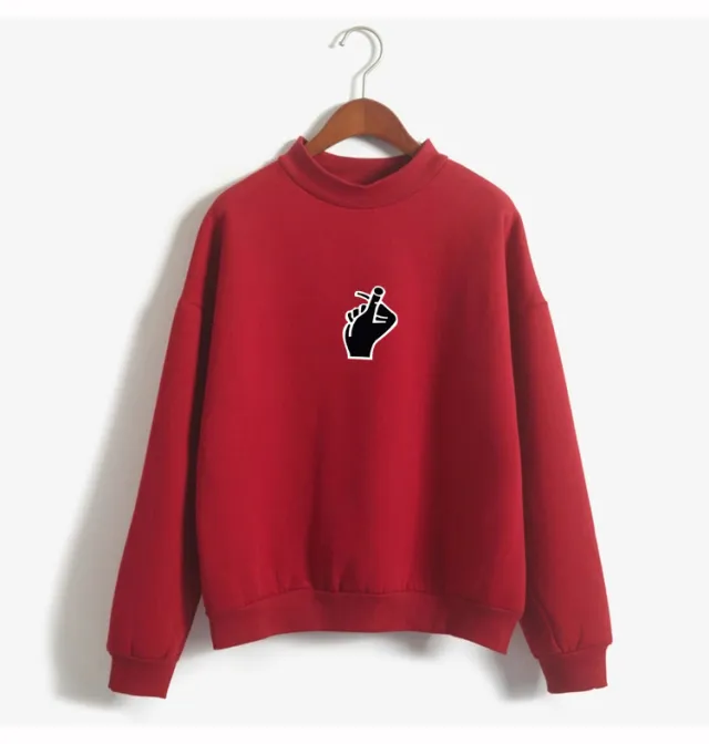 Fast Selling Popular Women''s Clothing Korean Ulzzang Love Finger Than Heart Gesture Plush Sweater 06Style L - Shop at LoveMi