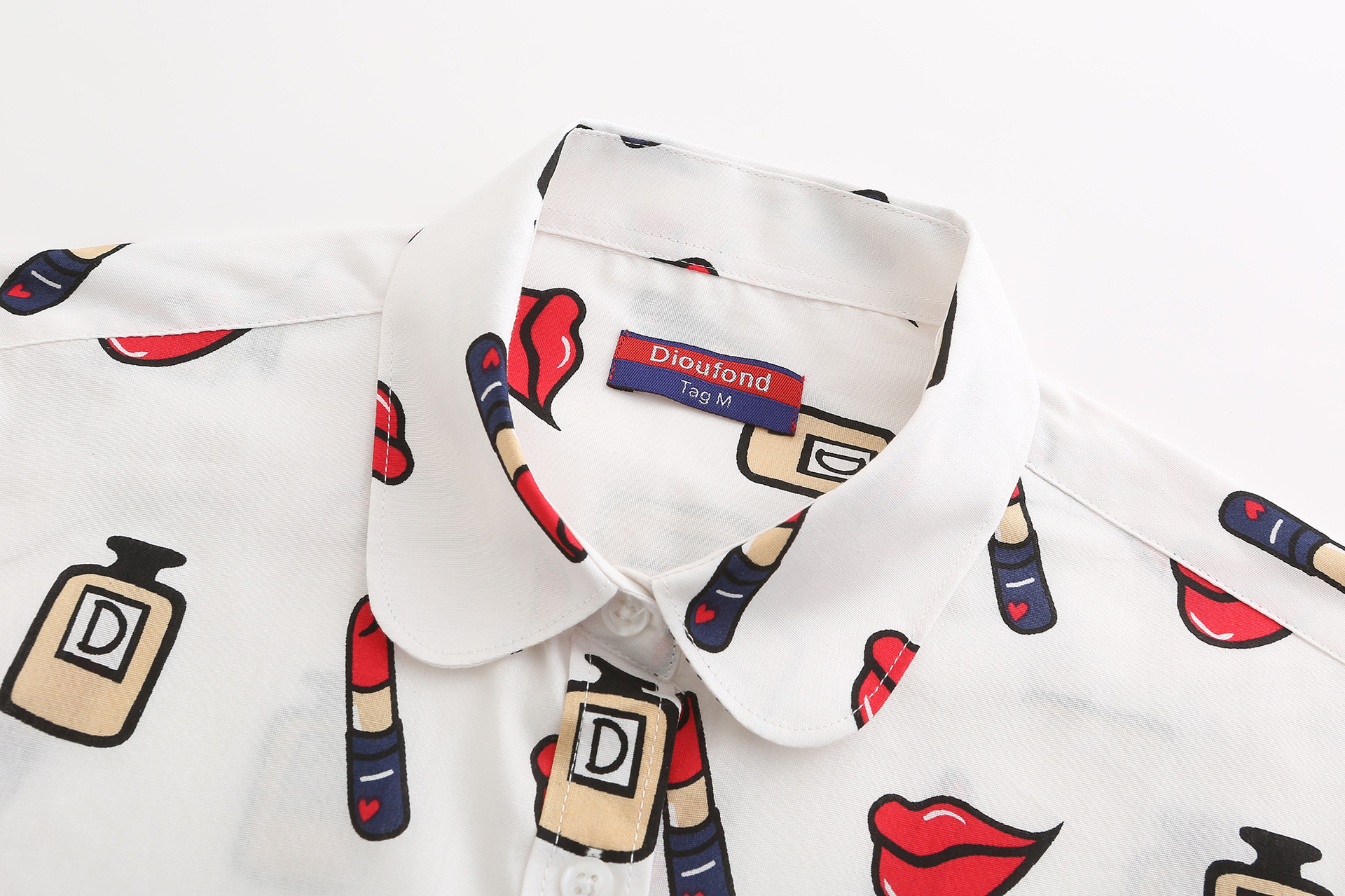 Women'S Clothing Lipstick Lip Print Top Long Sleeve Cotton Shirt Women'S Bottoming Shirt